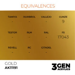 AK Interactive 3GEN: Gold - Metallic (17ml) (AK11191) -Gnomish Bazaar AK11191 EQ