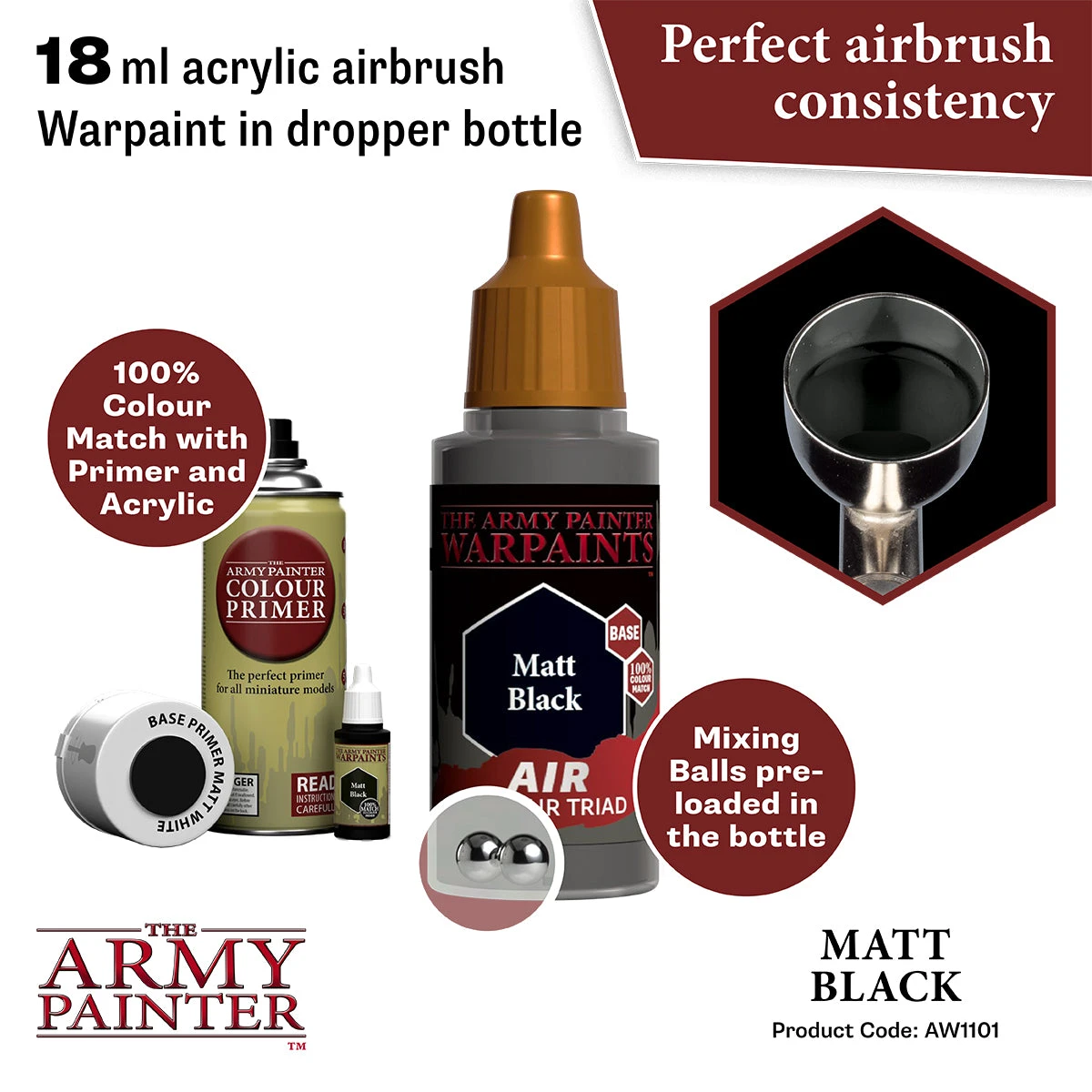 The Army Painter Warpaints Air: Matt Black (AW1101) The Army Painter Warpaints Air: Matt Black (AW1101) -Gnomish Bazaar AW1101 MattBlack Imgnr.2copy