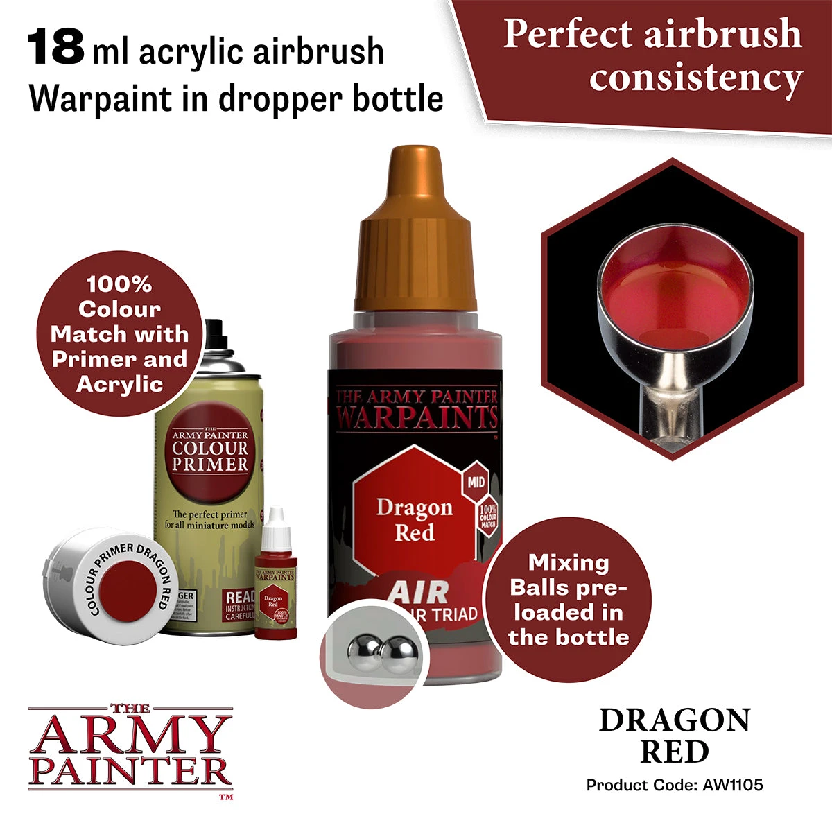 The Army Painter Warpaints Air: Dragon Red (AW1105) The Army Painter Warpaints Air: Dragon Red (AW1105) -Gnomish Bazaar AW1105 DragonRed Imgnr.2copy