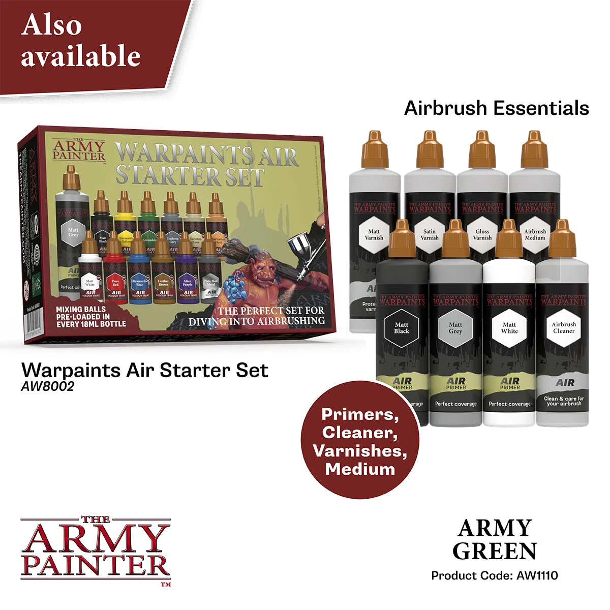 The Army Painter Warpaints Air: Army Green (AW1110) The Army Painter Warpaints Air: Army Green (AW1110) -Gnomish Bazaar AW1110 ArmyGreen Imgnr.6copy