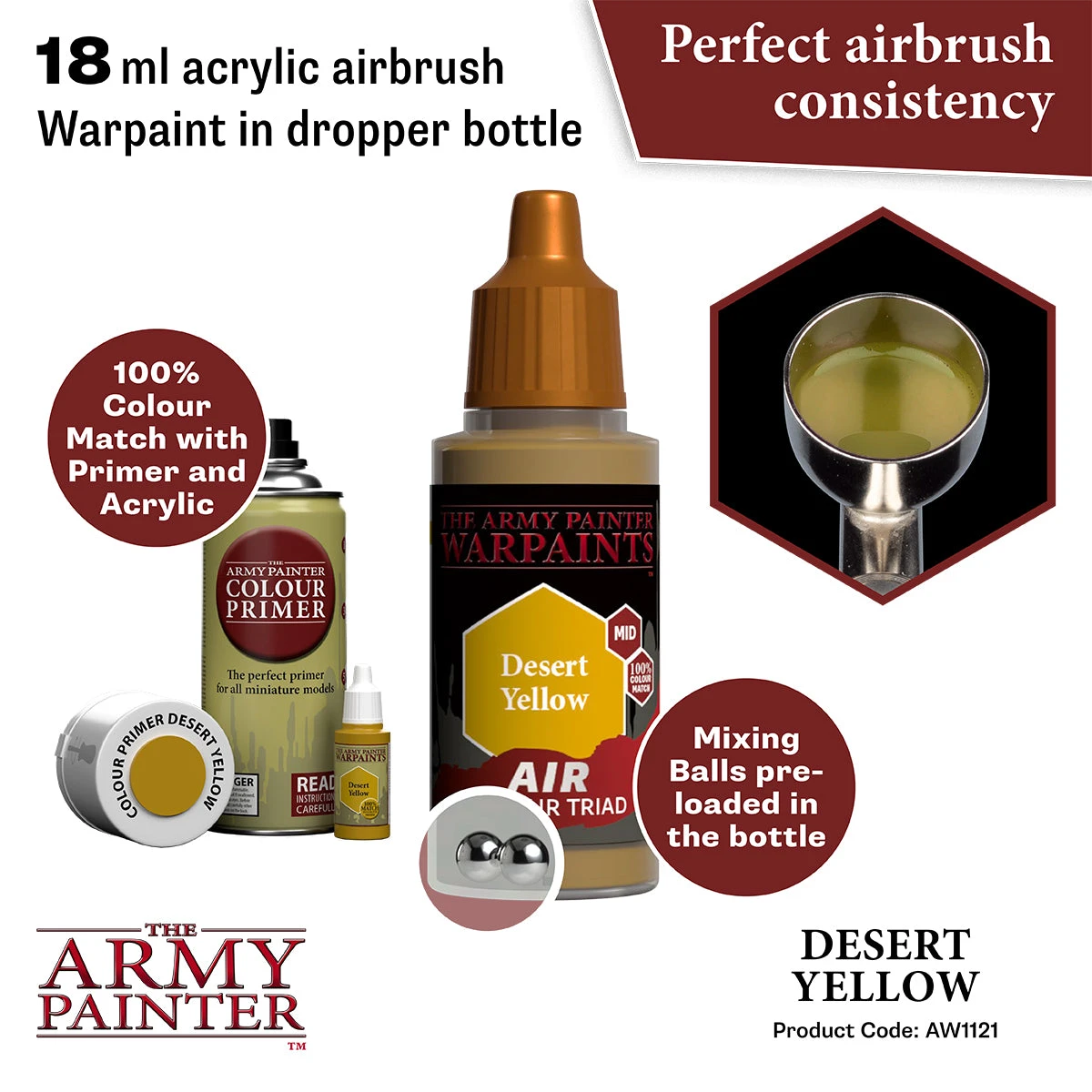 The Army Painter Warpaints Air: Desert Yellow (AW1121) The Army Painter Warpaints Air: Desert Yellow (AW1121) -Gnomish Bazaar AW1121 DesertYellow Imgnr.2copy