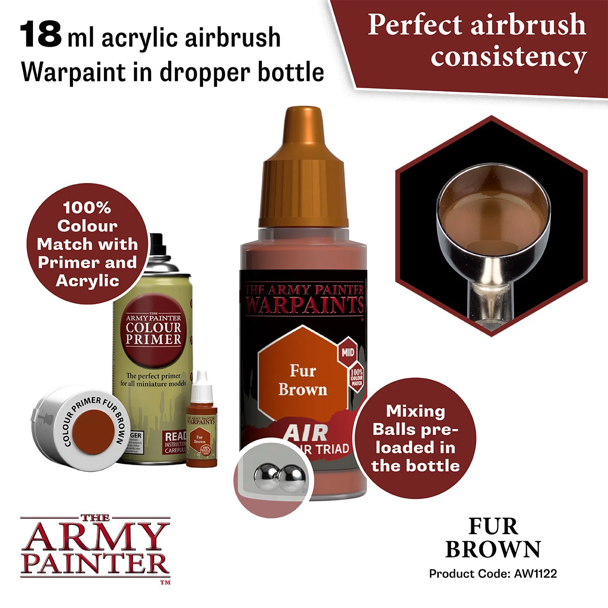 The Army Painter Warpaints Air: Fur Brown (AW1122) The Army Painter Warpaints Air: Fur Brown (AW1122) -Gnomish Bazaar AW1122 FurBrown Imgnr.2copy