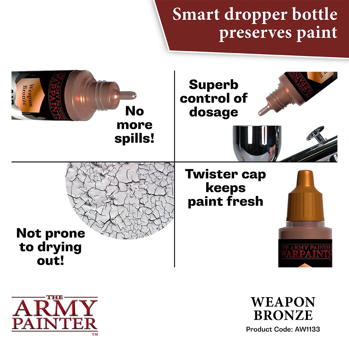 The Army Painter Warpaints Air Metallics: Weapon Bronze (AW1133) The Army Painter Warpaints Air Metallics: Weapon Bronze (AW1133) -Gnomish Bazaar AW1133 WeaponBronze img5copy