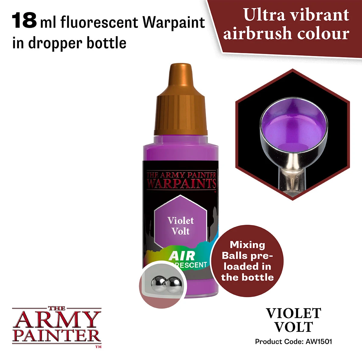 The Army Painter Warpaints Air Fluorescent: Violet Volt (AW1501) The Army Painter Warpaints Air Fluorescent: Violet Volt (AW1501) -Gnomish Bazaar AW1501 VioletVolt img2copy