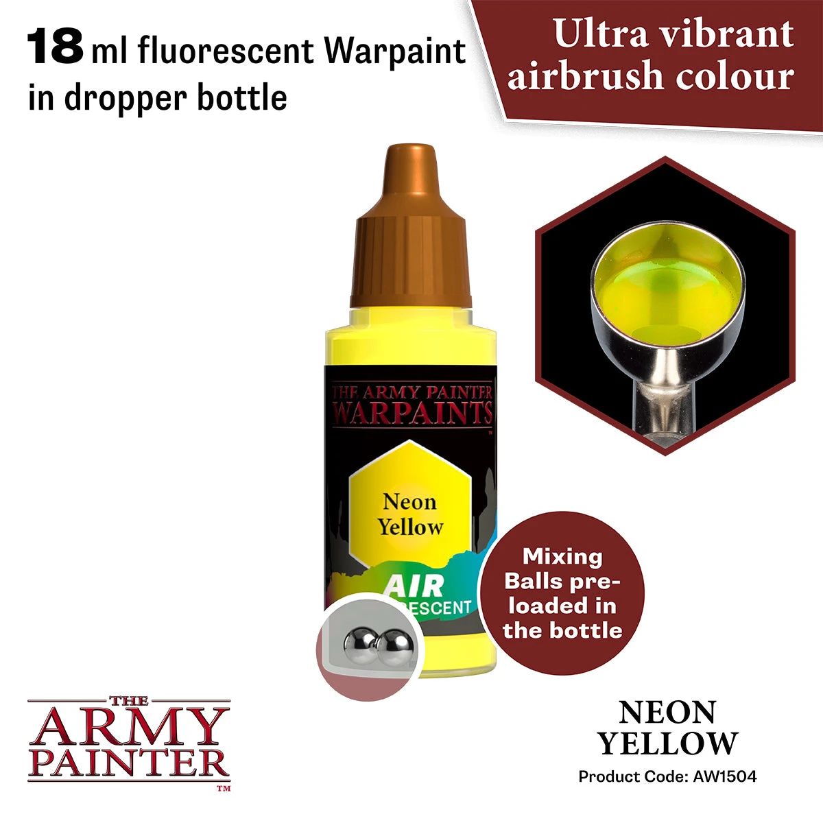 The Army Painter Warpaints Air Fluorescent: Neon Yellow (AW1504) The Army Painter Warpaints Air Fluorescent: Neon Yellow (AW1504) -Gnomish Bazaar AW1504 NeonYellow img2copy