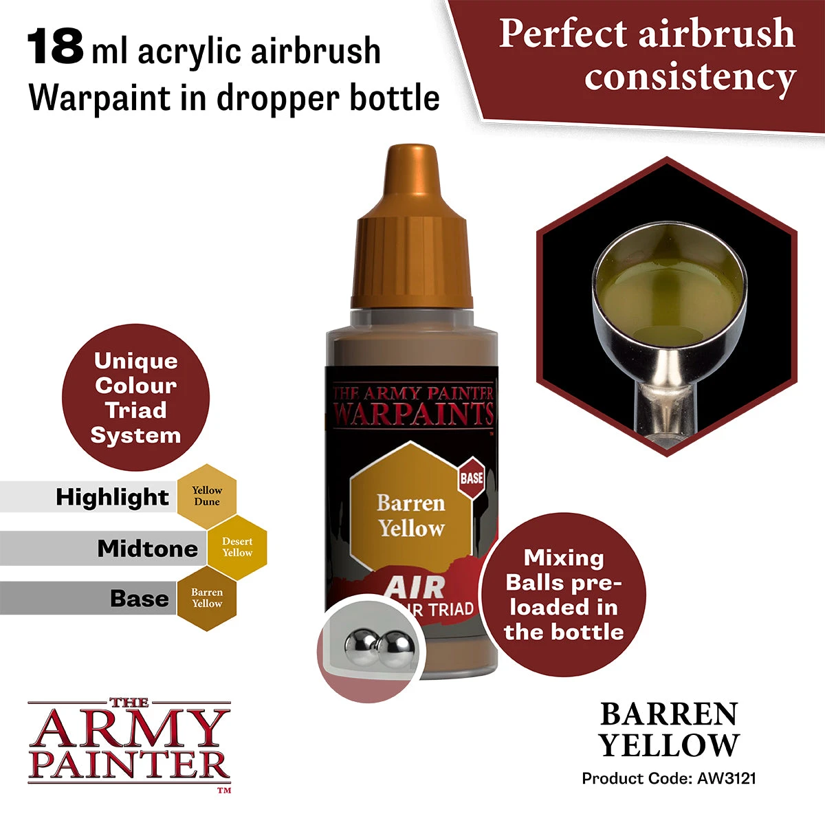 The Army Painter Warpaints Air: Barren Yellow (AW3121) The Army Painter Warpaints Air: Barren Yellow (AW3121) -Gnomish Bazaar AW3121 BarrenYellow Imgnr.2copy