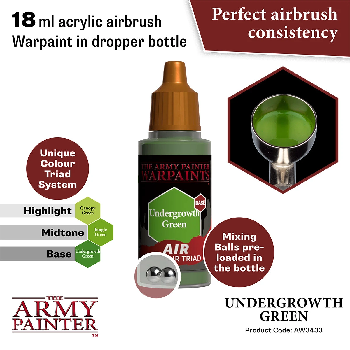 The Army Painter Warpaints Air: Undergrowth Green (AW3433) The Army Painter Warpaints Air: Undergrowth Green (AW3433) -Gnomish Bazaar AW3433 UndergrowthGreen Imgnr.2copy