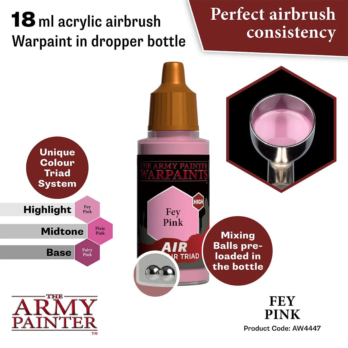 The Army Painter Warpaints Air: Fey Pink (AW4447) The Army Painter Warpaints Air: Fey Pink (AW4447) -Gnomish Bazaar AW4447 FeyPink Imgnr.2copy
