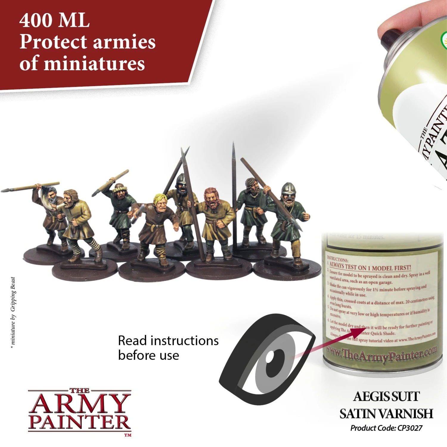 The Army Painter Colour Primer: Aegis Suit Satin Varnish (400ml) (CP3027) - SLOW SHIPPING, READ SHIPPING RESTRICTIONS BEFORE BUYING The Army Painter Colour Primer: Aegis Suit Satin Varnish (400ml) (CP3027) - SLOW SHIPPING, READ SHIPPING RESTRICTIONS BEFORE BUYING -Gnomish Bazaar CP3027AegisSuitSatinVarnish04