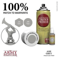 The Army Painter Colour Primer: Ash Grey (400ml) (CP3029) - SLOW SHIPPING, READ SHIPPING RESTRICTIONS BEFORE BUYING -Gnomish Bazaar CP3029AshGrey04