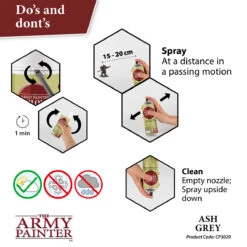 The Army Painter Colour Primer: Ash Grey (400ml) (CP3029) - SLOW SHIPPING, READ SHIPPING RESTRICTIONS BEFORE BUYING -Gnomish Bazaar CP3029AshGrey05