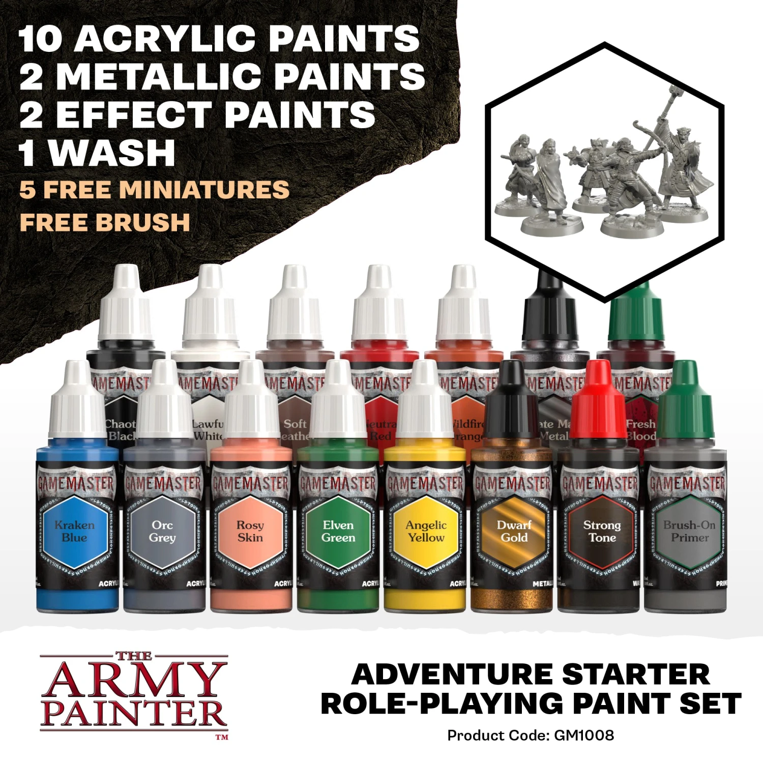 The Army Painter GameMaster: Adventure Starter Role-Playing Paint Set (GM1008) The Army Painter GameMaster: Adventure Starter Role-Playing Paint Set (GM1008) -Gnomish Bazaar GM1008 Adventure Starter Role playing Paint Set PROMO retail 5
