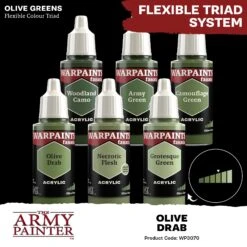 The Army Painter Warpaints Fanatic: Olive Drab (WP3070) -Gnomish Bazaar WP3070 OliveDrab Acrylics 4copy