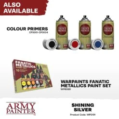 The Army Painter Warpaints Fanatic Metallic: Shining Silver (WP3191) -Gnomish Bazaar WP3191 ShiningSilver Metallics 7copy