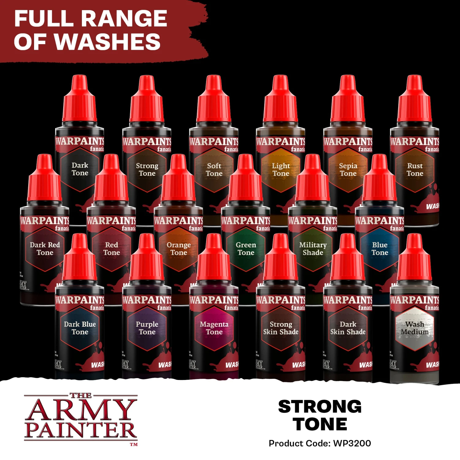 The Army Painter Warpaints Fanatic Wash: Strong Tone (WP3200) The Army Painter Warpaints Fanatic Wash: Strong Tone (WP3200) -Gnomish Bazaar WP3200 Strong Tone Washes 4 copy