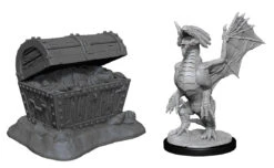 Wizkids D&D Nolzur's Marvelous Miniatures: Bronze Dragon Wyrmling & Pile Of Seafound Treasure (90152)