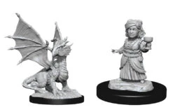 Wizkids D&D Nolzur's Marvelous Miniatures: Silver Dragon Wyrmling & Female Halfling (90153)