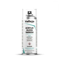 Vallejo Hobby Paint Spray: Acrylic Gloss Varnish (400ml) (28.530) - SLOW SHIPPING, READ SHIPPING RESTRICTIONS BEFORE BUYING
