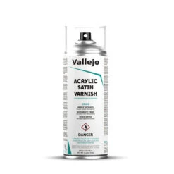 Vallejo Hobby Paint Spray: Acrylic Satin Varnish (400ml) (28.532) - SLOW SHIPPING, READ SHIPPING RESTRICTIONS BEFORE BUYING